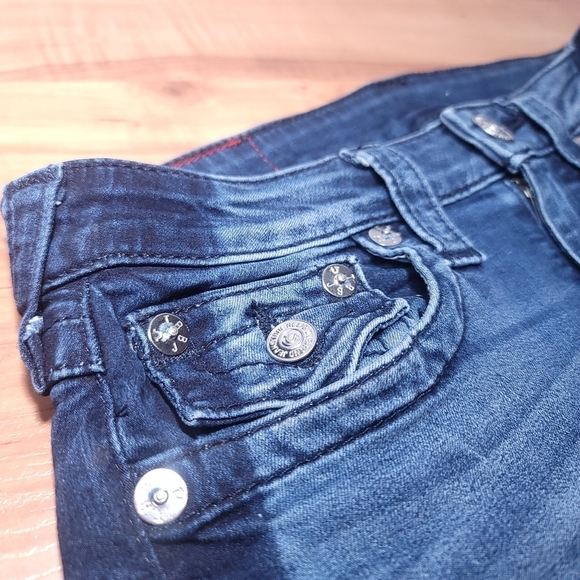 TRUE RELIGION  CURVY SKINNY FLP MIDNIGHT SN WASH RAW Hem Size26 - Picture 7 of 11